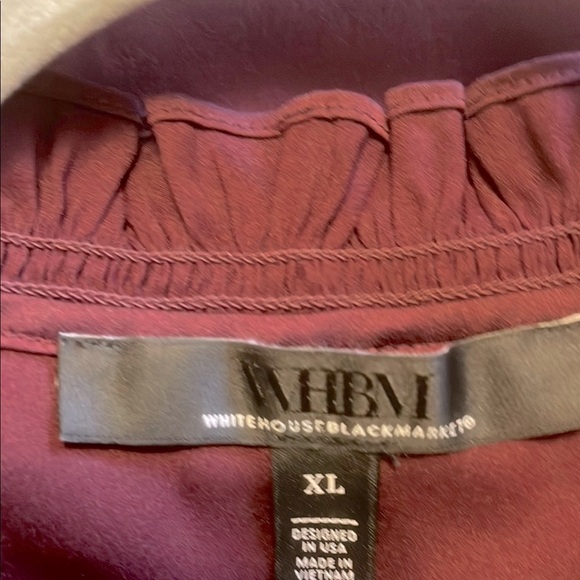 White House Black Market Red Ruched Ruffled Blouse NWOT - Picture 4 of 6